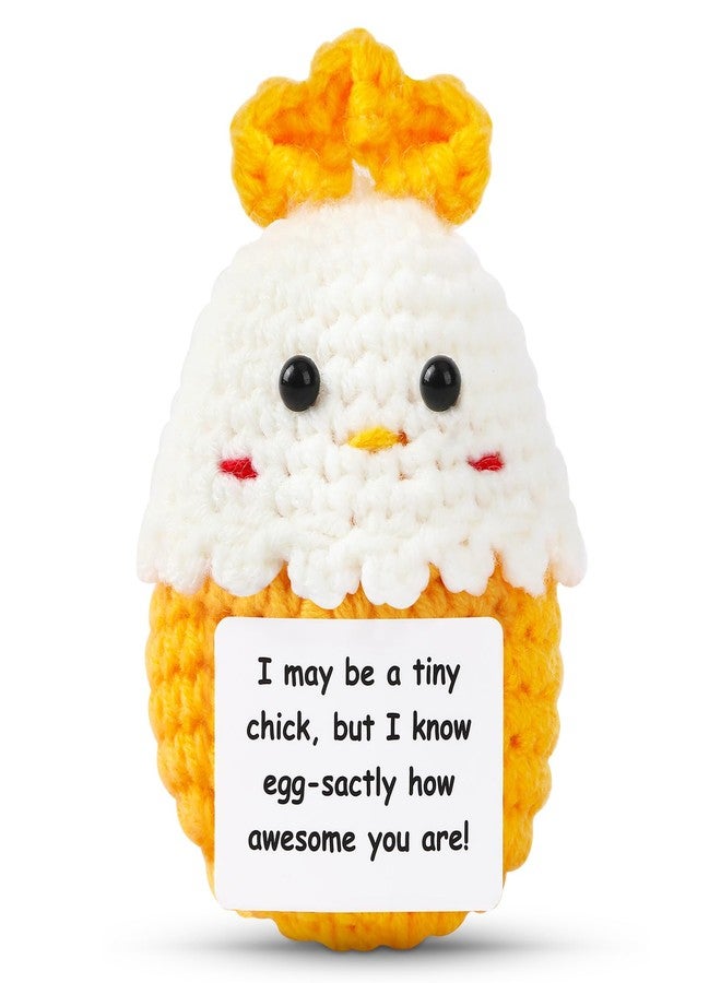 JULEASEL Mini Chicken Easter Basket Essentials Stuffers for Teens Kids Girls Gifts Positive Crochet Animals Emotional Chick in Eggshell Easter Gifts for Friend Sister Daughter - Image 1